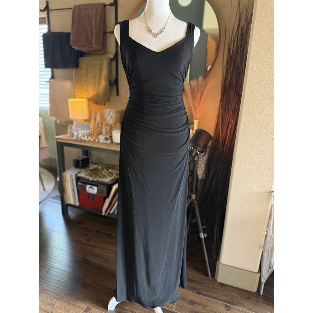 Laundry By Shelli Segal V-Neck Sleeveless Ruched Waist Bodycon Dress Sz 2
